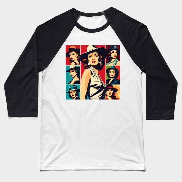 Pop Gangster Girls Baseball T-Shirt by 80s Pop Night